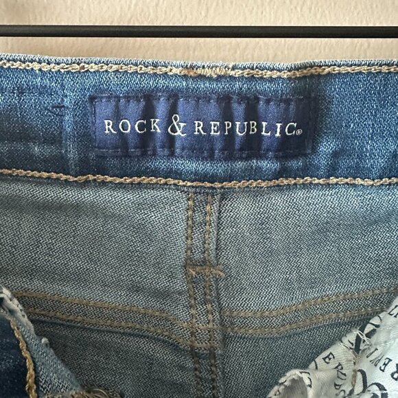 Women's 2 Rock & Republic Kristy Bermuda Cut Off Shorts Zipper Fly Mid RIse - Picture 5 of 7